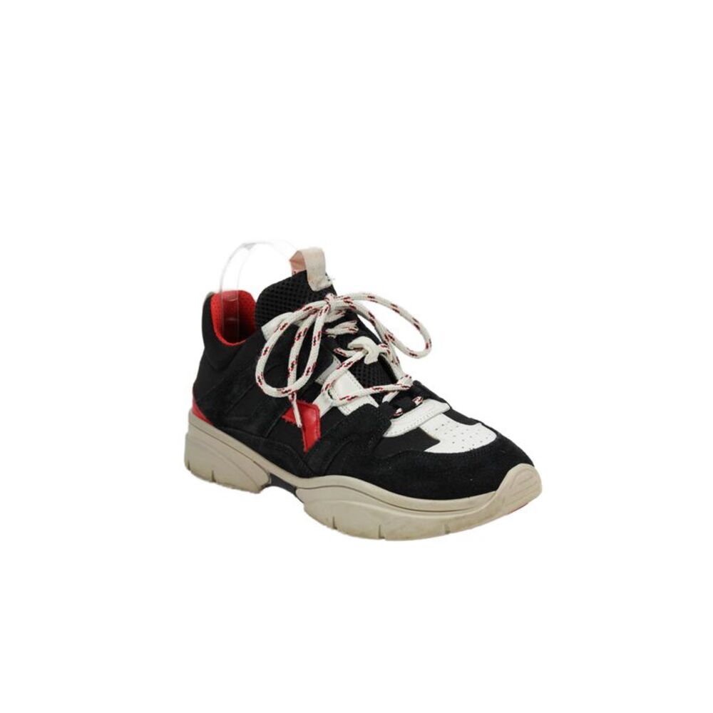 Isabel Marant Womens Lace Up Colorblock Suede Trainers Sneakers Black Red 38